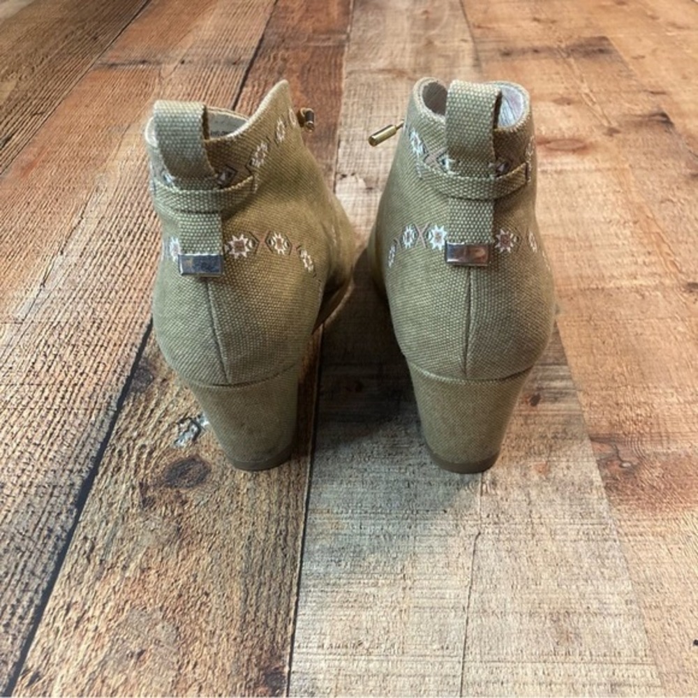 Sugar Wedge Booties Womens Size 8 Burlap Tribal Lace Up Western Southwestern - Picture 5 of 10